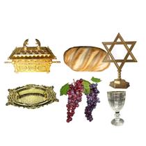 Kit Arranjo Santa Ceia com Bandeja Luxo, Pão e Uva, Arca e Candelabro Kit Arranjo Santa Ceia com Bandeja Luxo, Pão e Uva, Arca e Candelabro