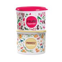 Kit arroz e feijão floral - 2 kilos cada - tuperware