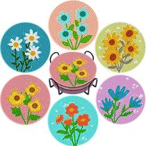 Kit Art Coaster DOTSOPS Conjunto de pintura de diamante de 6 peças Kit Art Coaster DOTSOPS Conjunto de pintura de diamante de 6 peças