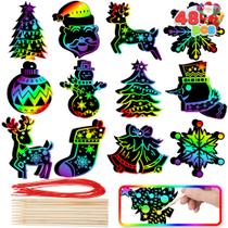 Kit Art Craft JOYIN 48 peças de enfeites de Natal Rainbow Scratch