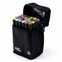 Kit Art Marker 24 Cores - Canetas Marcadoras Ponta Dupla com Bolsa Organizadora