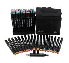 Kit Art Marker 60 Cores - Canetas Marcadoras Ponta Dupla com Bolsa Organizadora