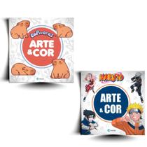 Kit Arte E Cor - Livros Para Colorir: Capivaras + Naruto (2 Vol)