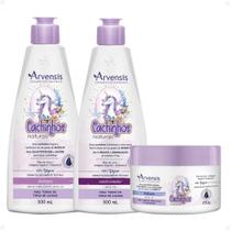 Kit Arvensis Cachinhos Naturais Cabelos Ondulados e Cacheados: Shampoo 300ml, Condicionador 300ml e Máscara 250g