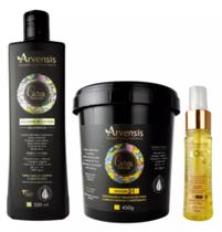 Kit Arvensis Cachos Ativador Crespo Máscara 2x1 Finalizador Tec Oil