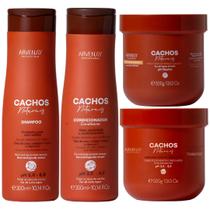Kit Arvensis Cachos Naturais 4 Produtos Tratamento Capilar Completo Ondulado Cacheado Vegano