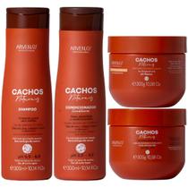 Kit Arvensis Cachos Naturais Completo 4 Produtos Ondulados Cacheados Hidratação Definição Vegano