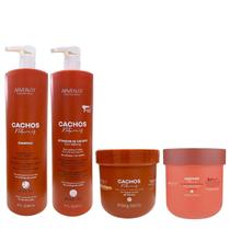 Kit Arvensis Cachos Naturais - Shampoo 1L + Ativador de Cachos 1L + Geleia Ativadora Suave 500g + Máscara 2x1 500g