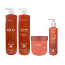 Kit Arvensis Cachos Naturais - Shampoo 1L + Condicionador 1L + Máscara 2x1 500g + Ativador de Cachos 300ml