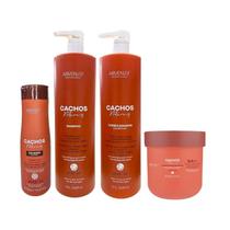 Kit Arvensis Cachos Naturais - Shampoo 1L + Condicionador 1L + Máscara 2x1 500g + Co-Wash 300ml