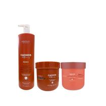 Kit Arvensis Cachos Naturais - Shampoo 1L + Geleia Ativadora Forte 500g + Máscara 2x1 500g