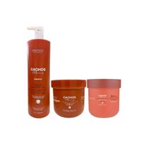 Kit Arvensis Cachos Naturais - Shampoo 1L + Geleia Ativadora Suave 500g + Máscara 2x1 500g