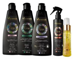 Kit Arvensis Cachos Ondulados 4 Itens + Finalizador Tec Oil