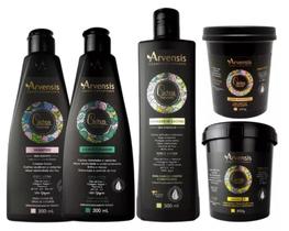 Kit Arvensis Crespos Shampoo Condicionador Ativador Mascara 2x1 Geleia Alta