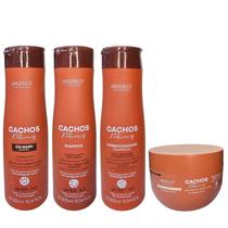 Kit Arvensis Professional Cachos Naturais - Shampoo 300ml + Condicionador 300ml + Co-Wash 300ml + Geleia Ativadora 250g
