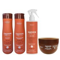 Kit Arvensis Professional Cachos Naturais - Shampoo 300ml + Condicionador 300ml + Day After 250ml + Máscara Crespos 250g