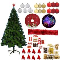 Kit Árvore De Natal 2,10 Verde 800 Galhos 141 Enfeite Pisca Led Colorido 220v