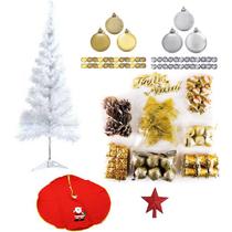 Kit Árvore De Natal Branca 1,50m 200 Galhos Com Enfeites 75 Itens Decorada Kit Árvore De Natal Branca 1,50m 200 Galhos Com Enfeites 75 Itens Decorada