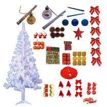 Kit Árvore De Natal Branca 1,80m 320 Galhos 118 Itens Decorada Com Enfeites Kit Árvore De Natal Branca 1,80m 320 Galhos 118 Itens Decorada Com Enfeites