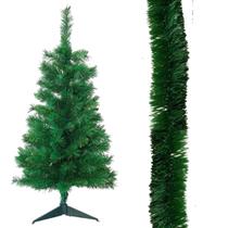 Kit Arvore De Natal Com Festão De 2 Metros 60 cm 40 galhos realistas Enfeite De Natal Arvore Pequena