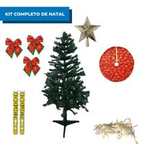 Kit Árvore de Natal Decorada Completa com Luzes e Bolas 260 Galhos 1,20mts