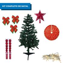 Kit Árvore de Natal Decorada Completa com Luzes e Bolas 260 Galhos 1,20mts