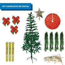 Kit Árvore de Natal Decorada Completa com Luzes e Bolas 320 Galhos 1,80mts