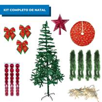 Kit Árvore de Natal Decorada Completa com Luzes e Bolas 450 Galhos 2,10mts