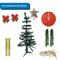 Kit Árvore de Natal Decorada Completa com Luzes e Bolas 70 Galhos 90cm