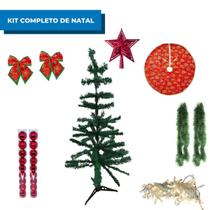 Kit Árvore de Natal Decorada Completa com Luzes e Bolas 70 Galhos 90cm