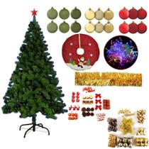 Kit Árvore De Natal Grande 1,80 Verde 718 Galhos 138 Enfeite Pisca Pisca Led 220v