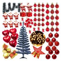 Kit árvore de natal montada 90cm 90 galhos pinheiro vermelho