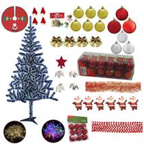 Kit Árvore De Natal Nevada 1,80m 320 Galhos Decorada Enfeites 137 Itens Pisca Pisca Led 110v