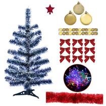 Kit Árvore De Natal Nevada 60cm Pequena Decorada Com Enfeites Pisca Pisca 110v