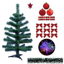 Kit Árvore De Natal Verde 60cm Decorada Com Enfeites Pisca Pisca Led 220v