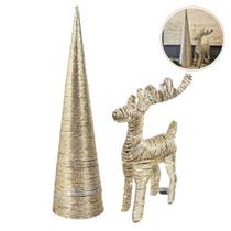 Kit Árvore E Rena Natalina Aramada Led Decoração Natal 80Cm