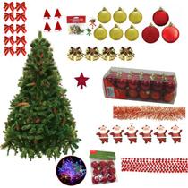 Kit Árvore Natal Alpina 1,50m 330 Galhos Decorada Com Enfeites 147 Itens Pisca Pisca Led 220v