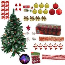 Kit Árvore Natal Alpina Nevada 1,20m 195 Galhos 147 Itens Pisca Pisca Led 220v