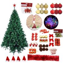 Kit Árvore Natal Dinamarca 1,20m 220 Galhos Com 171 Enfeites Decorada Pisca Led 220v