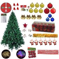 Kit Árvore Natal Dinamarca 1,50m 345 Galhos Decorada 143 Itens Pisca Pisca Led 110v