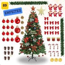 Kit Árvore Natal Grande 1,8m Decorada Completa Cheia Pisca Verde