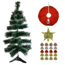 Kit Árvore Natal Nevada 90Cm 20 Enfeites Ponteira E Tapete Kit Árvore Natal Nevada 90Cm 20 Enfeites Ponteira E Tapete