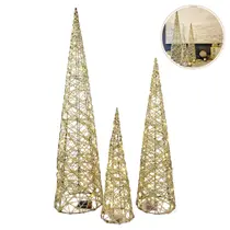 Kit Árvore Natalina Aramada Led Decoração Natal Dourada