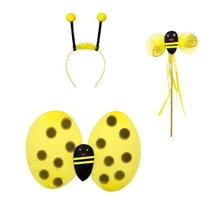 Kit Asa Abelhinha Tiara e Varinha Fantasia Infantil Amarela Kit Asa Abelhinha Tiara e Varinha Fantasia Infantil Amarela