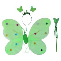 Kit Asa De Borboleta Com Tiara Varinha e Luzes Led