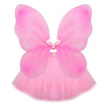 Kit Asa de Borboleta e Saia Tule Infantil Rosa