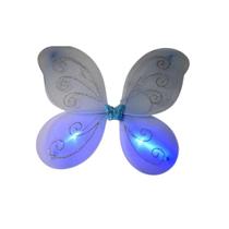 kit asa tiara varinha borboleta led fantasia carnaval azul