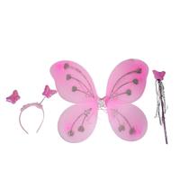 kit asa tiara varinha borboleta led fantasia carnaval rosa - sm decora