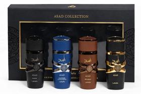 Kit Asad Lattafa 4x25ml cada perfume árabe incleu asad preto, asad bourbon, asad elixir e asad zanzibar limited edition 25ml cada Kit Asad Lattafa 4x25ml cada perfume árabe incleu asad preto, asad bourbon, asad elixir e asad zanzibar limited edition 25ml cada