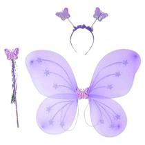 Kit Asas Fada Borboleta Fantasia Infantil Tiara E Varinha